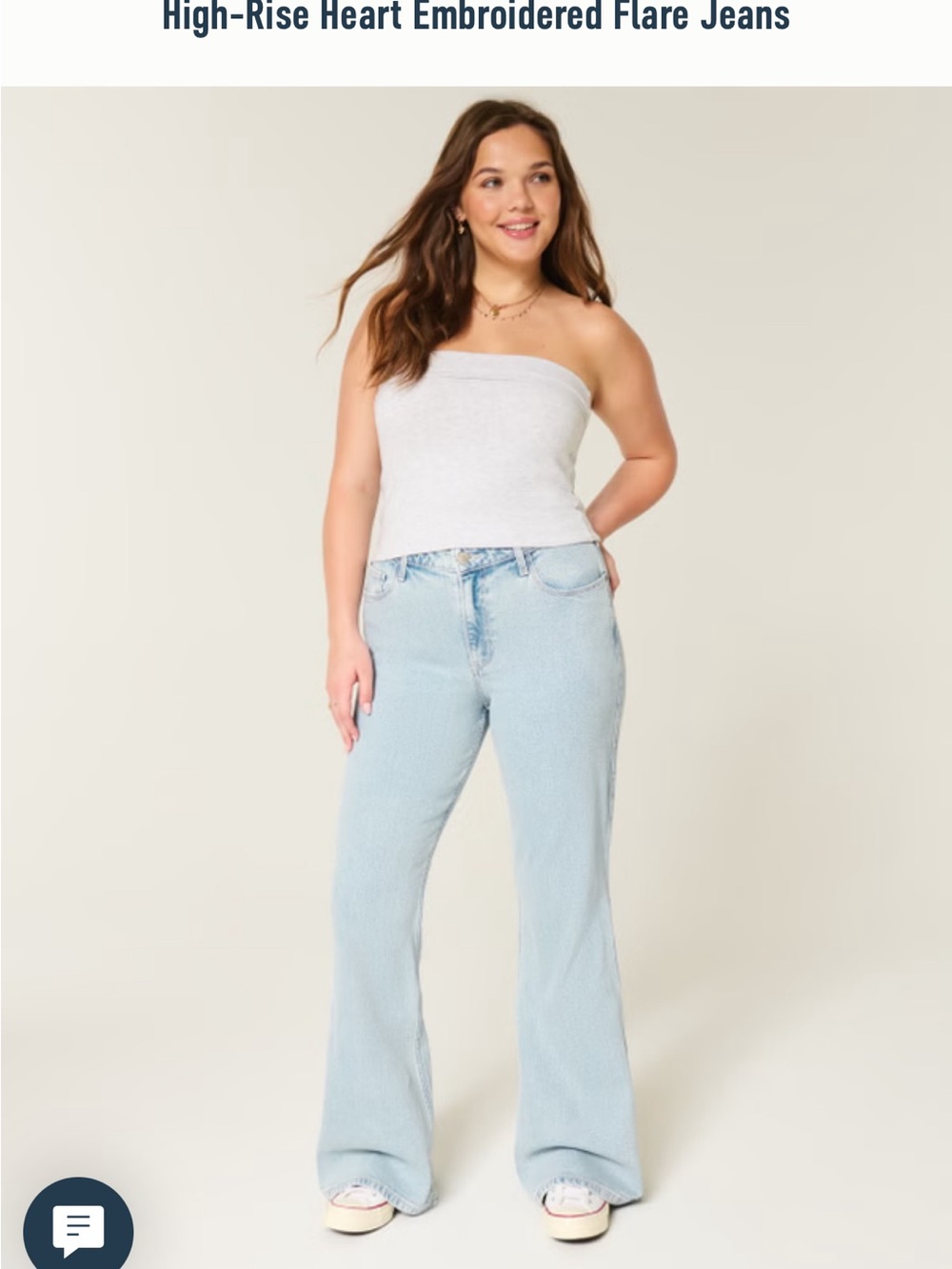NWT Hollister High-Rise Light Blue Heart Embroidered Flare Jeans Womens 16